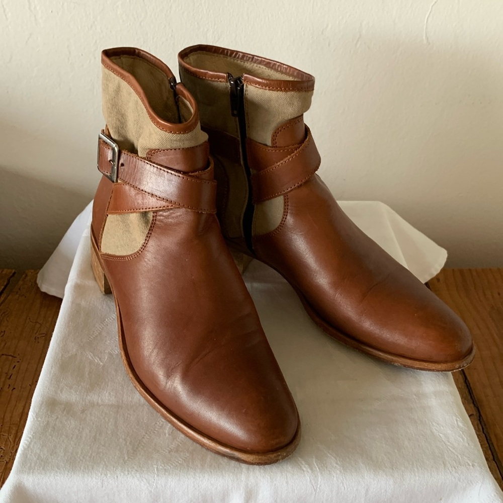 Leonardo Principi Canvas and Leather Ankle Boots - size 39, US 8.5